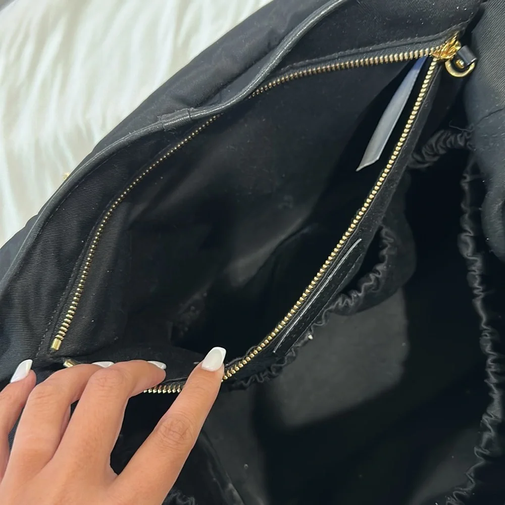 Burberry Black Quilted Nylon Baby Bag with Gold Hardware